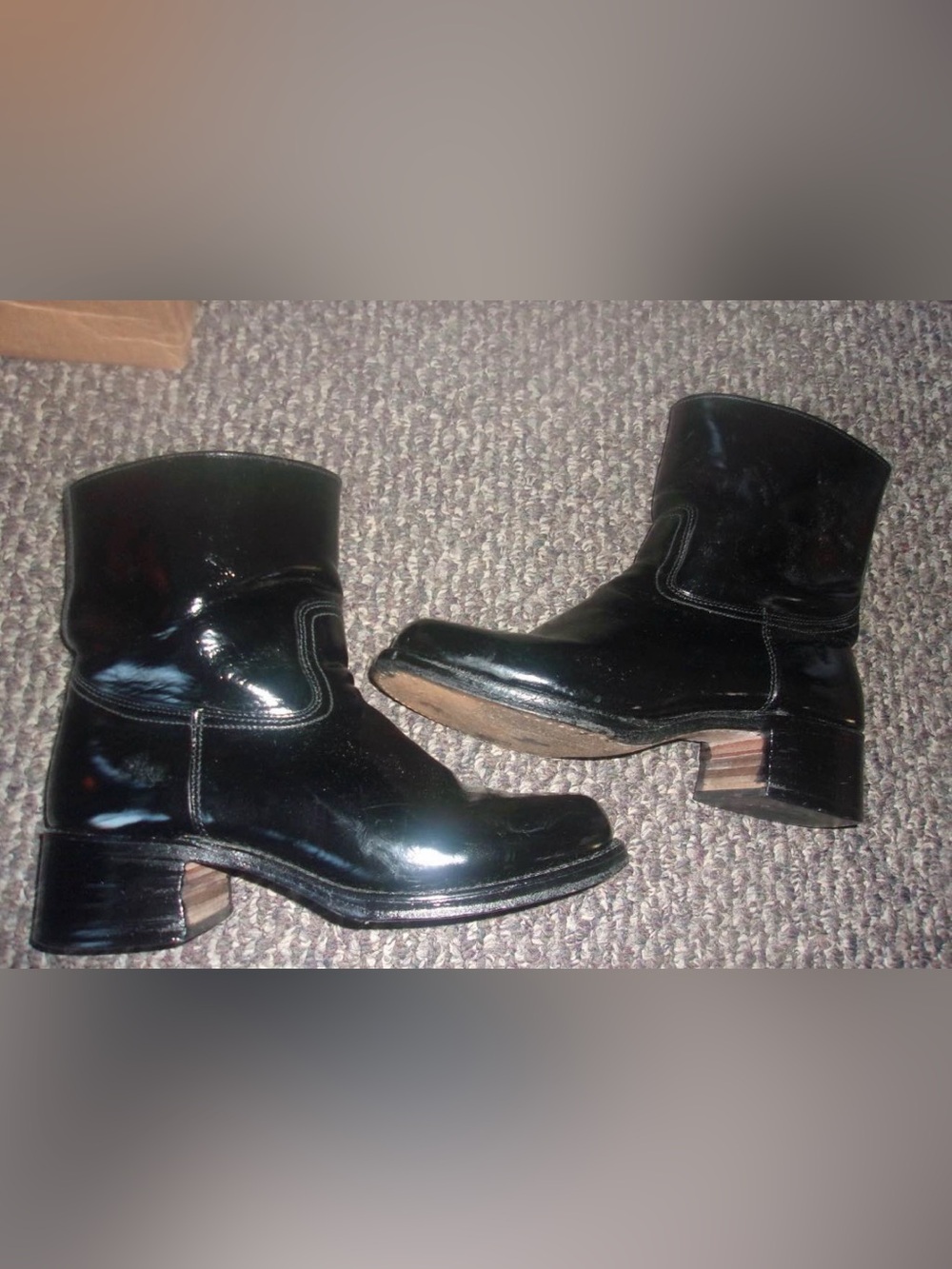 Frye Campus Boots Men’s Black Patent Mid-Calf Block Heel Boots - Extremely Rare